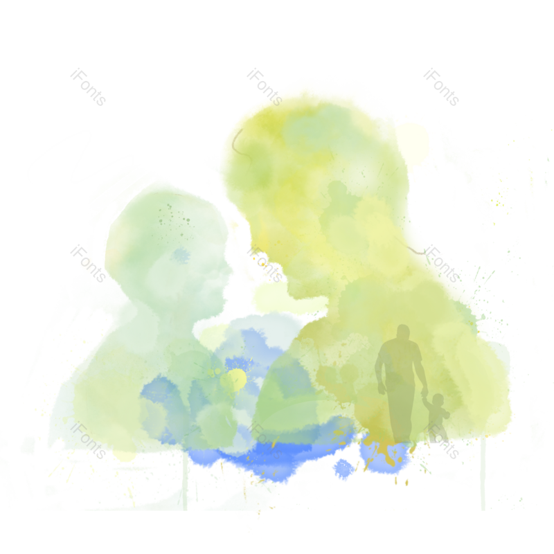 父亲节图片,水彩元素,孩子PNG,人物剪影免抠素材